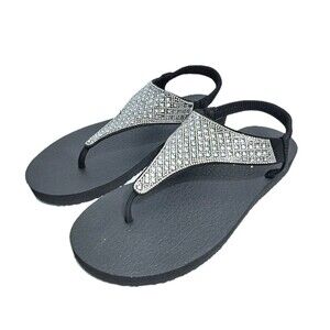 Skechers Sandals Womens 10 Meditation Rock Star Bling Rhinestone Thong Flip Flop